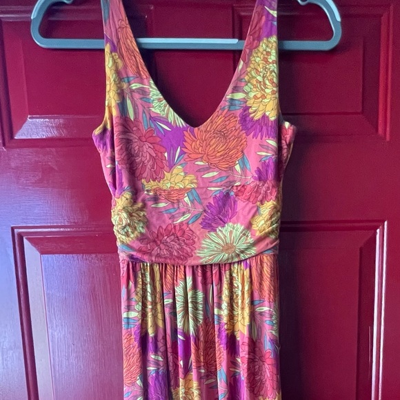 🔥Tabitha Webb Floral Soft RETRO FLORAL MOD 1960’s style Maxi Dress Pockets S - Picture 1 of 5